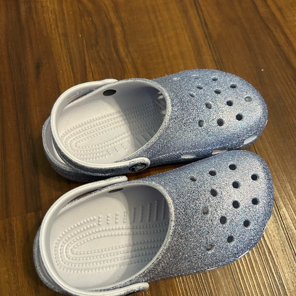 Glitter Crocs Light Purple Sparkly Kids Clogs Shoes Size 1 - Picture 5 of 8